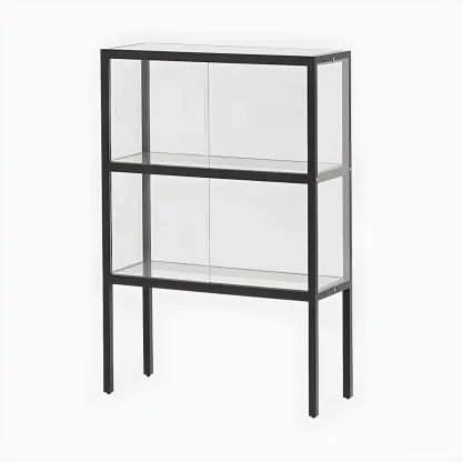 Modern Glass Display Cabinet with Metal Frame for Dining Room Image - 4