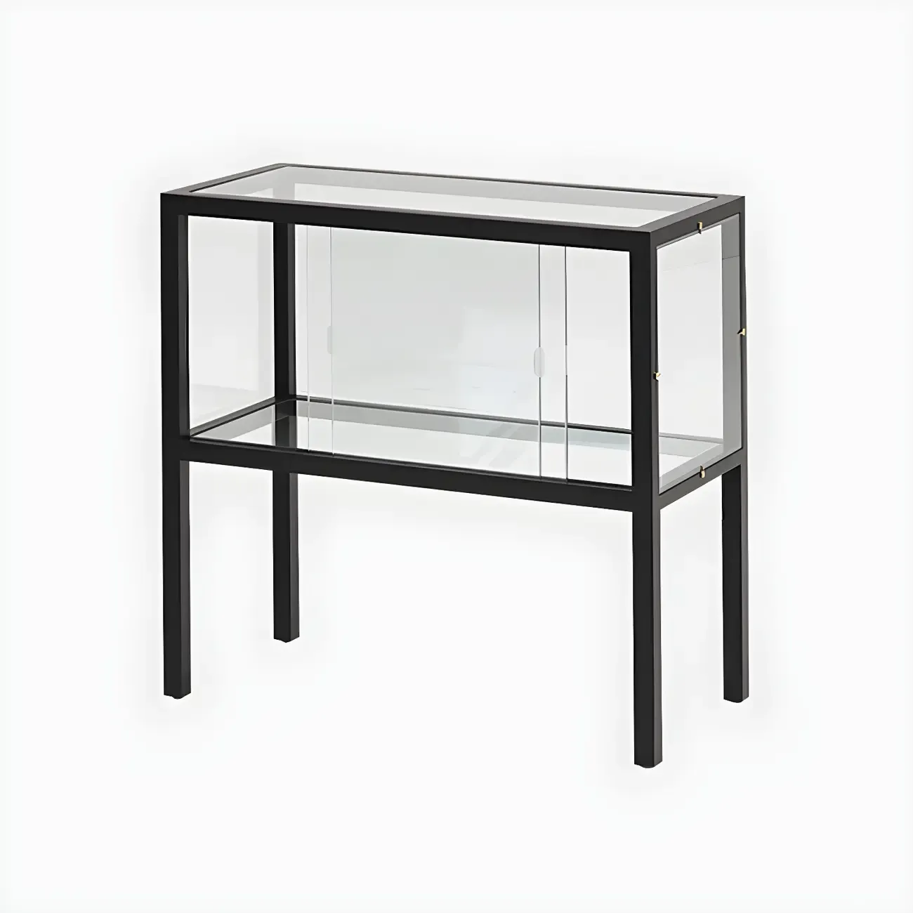 Modern Glass Display Cabinet with Metal Frame for Dining Room Image - 6