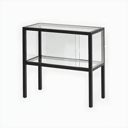 Modern Glass Display Cabinet with Metal Frame for Dining Room Image - 6