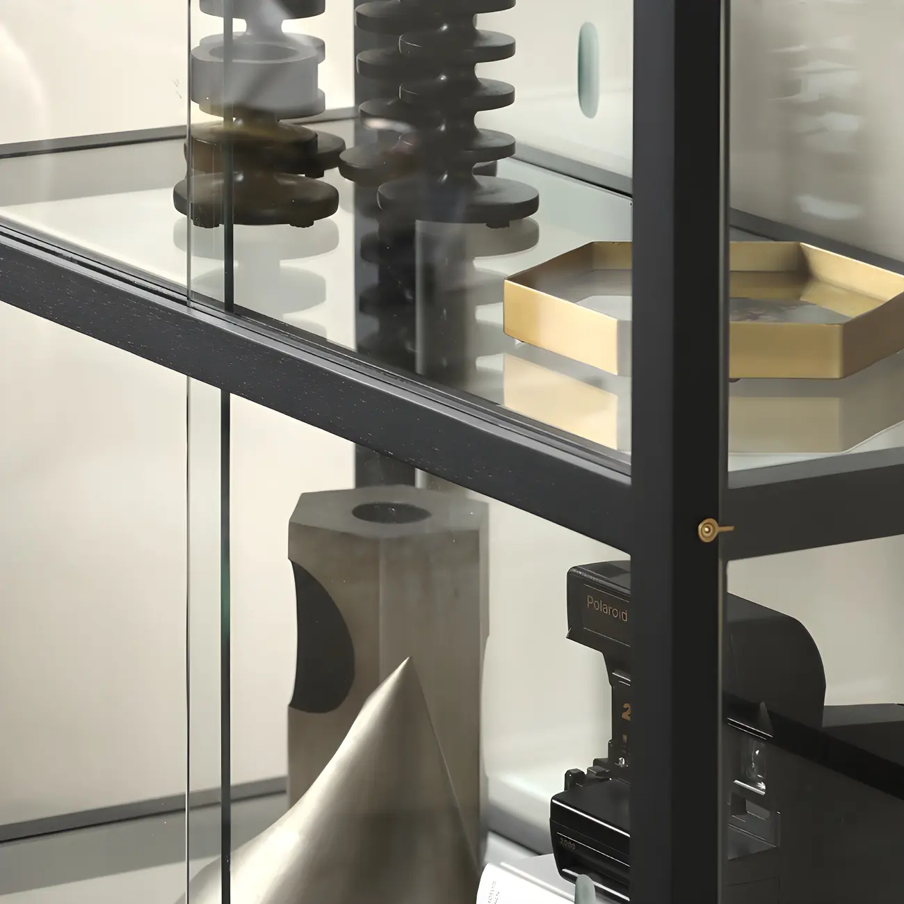 Modern Glass Display Cabinet with Metal Frame for Dining Room Image - 9 | homeyfad