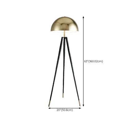 Modern Metal Tripod Floor Lamp with Gold Shade for Living Room #size