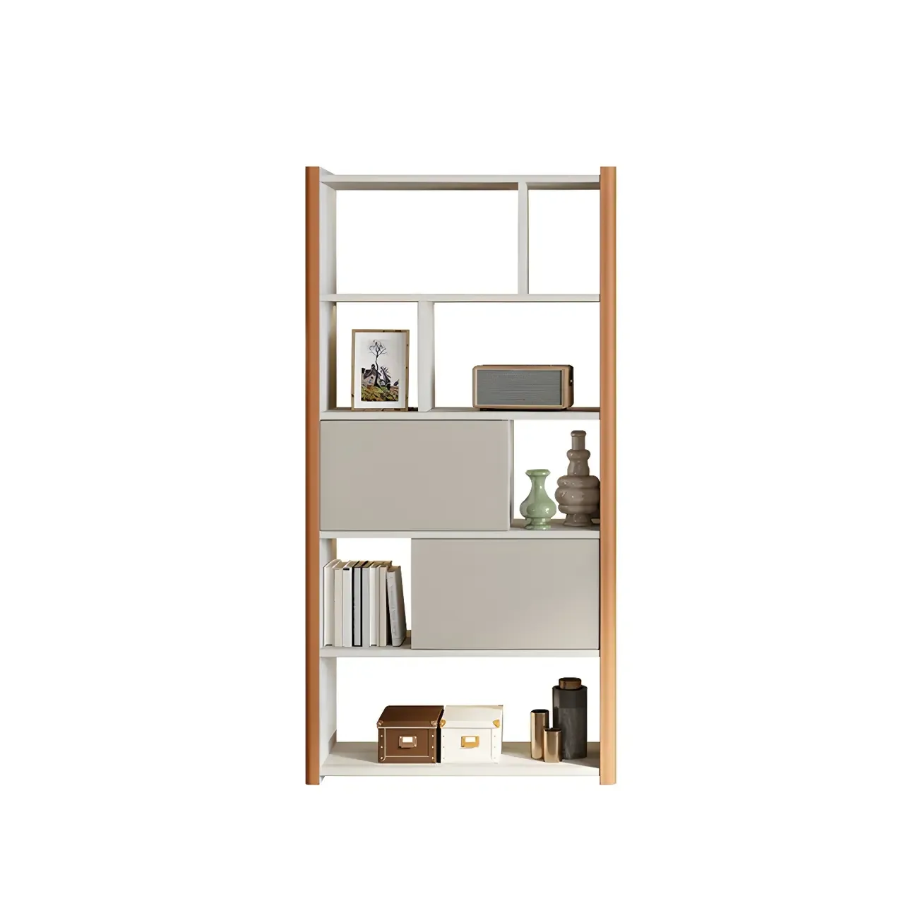 Minimalist Wooden Multi-shelf Display Cabinet for Home Image - 4