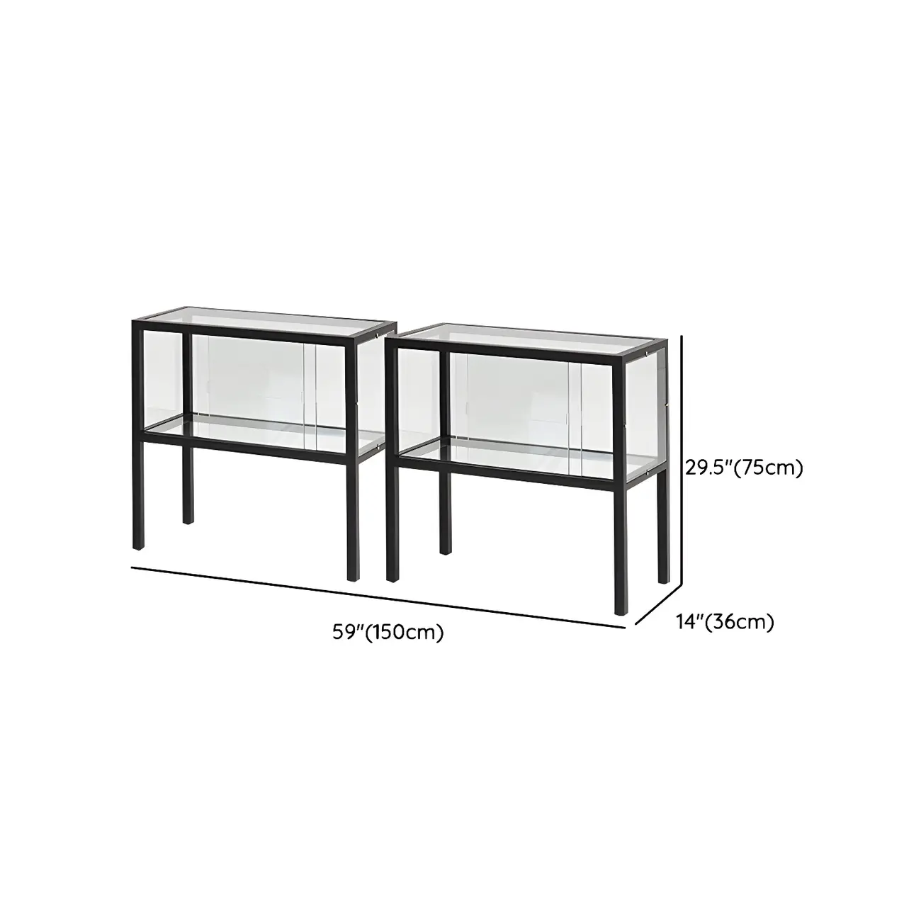 Modern Glass Display Cabinet with Metal Frame for Dining Room #size