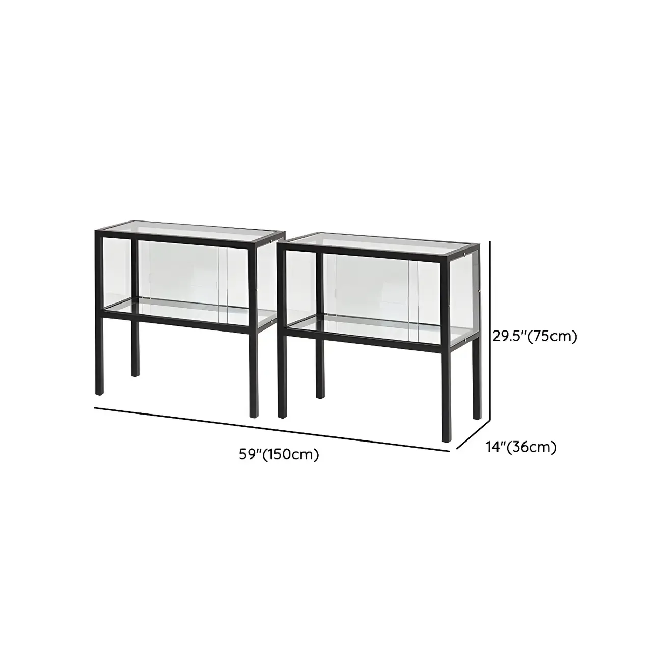 Modern Glass Display Cabinet with Metal Frame for Dining Room #size