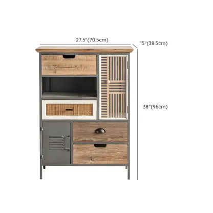 Vintage Wooden Arch Display Cabinet with Glass Doors for Home Image - 23