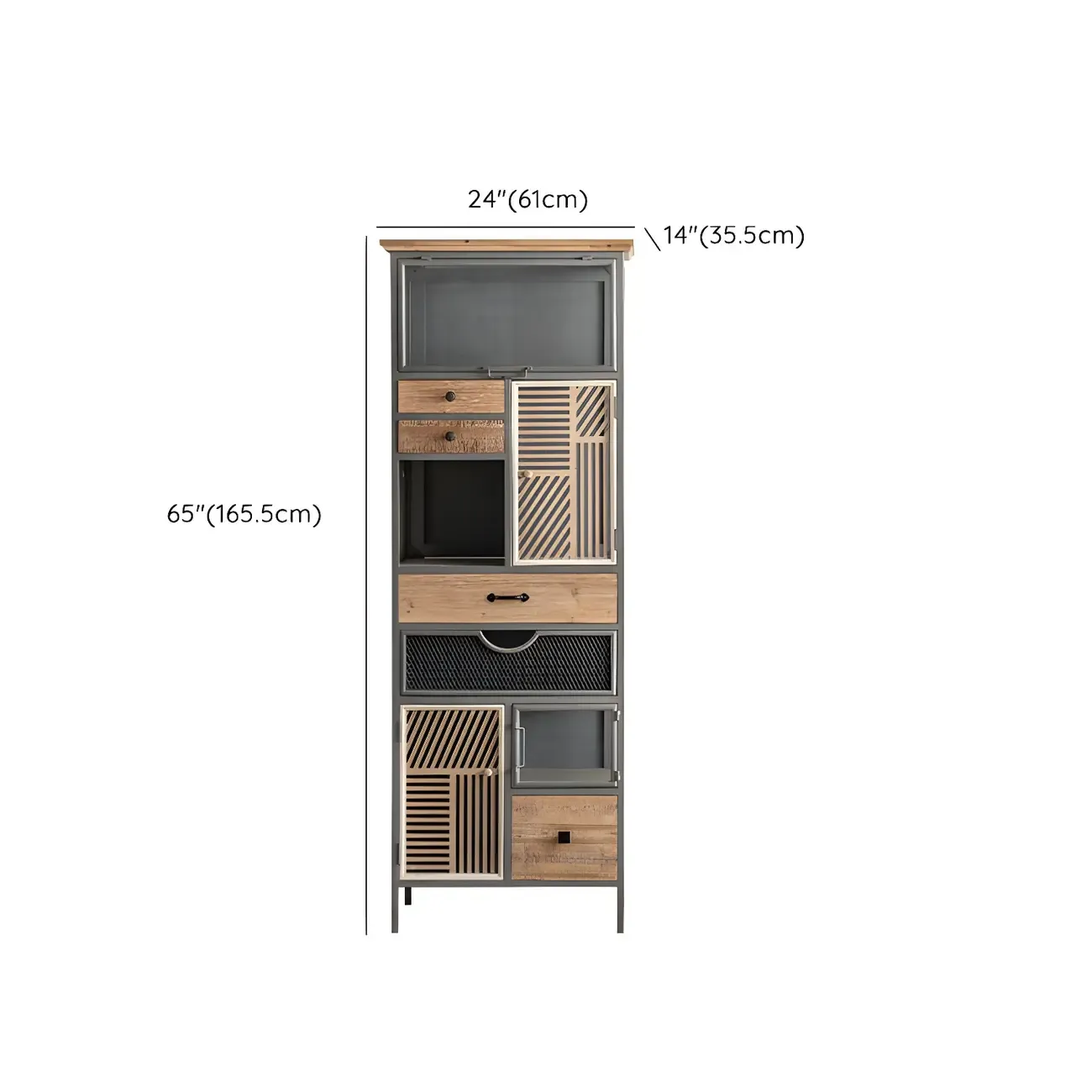 Vintage Wooden Arch Display Cabinet with Glass Doors for Home Image - 24