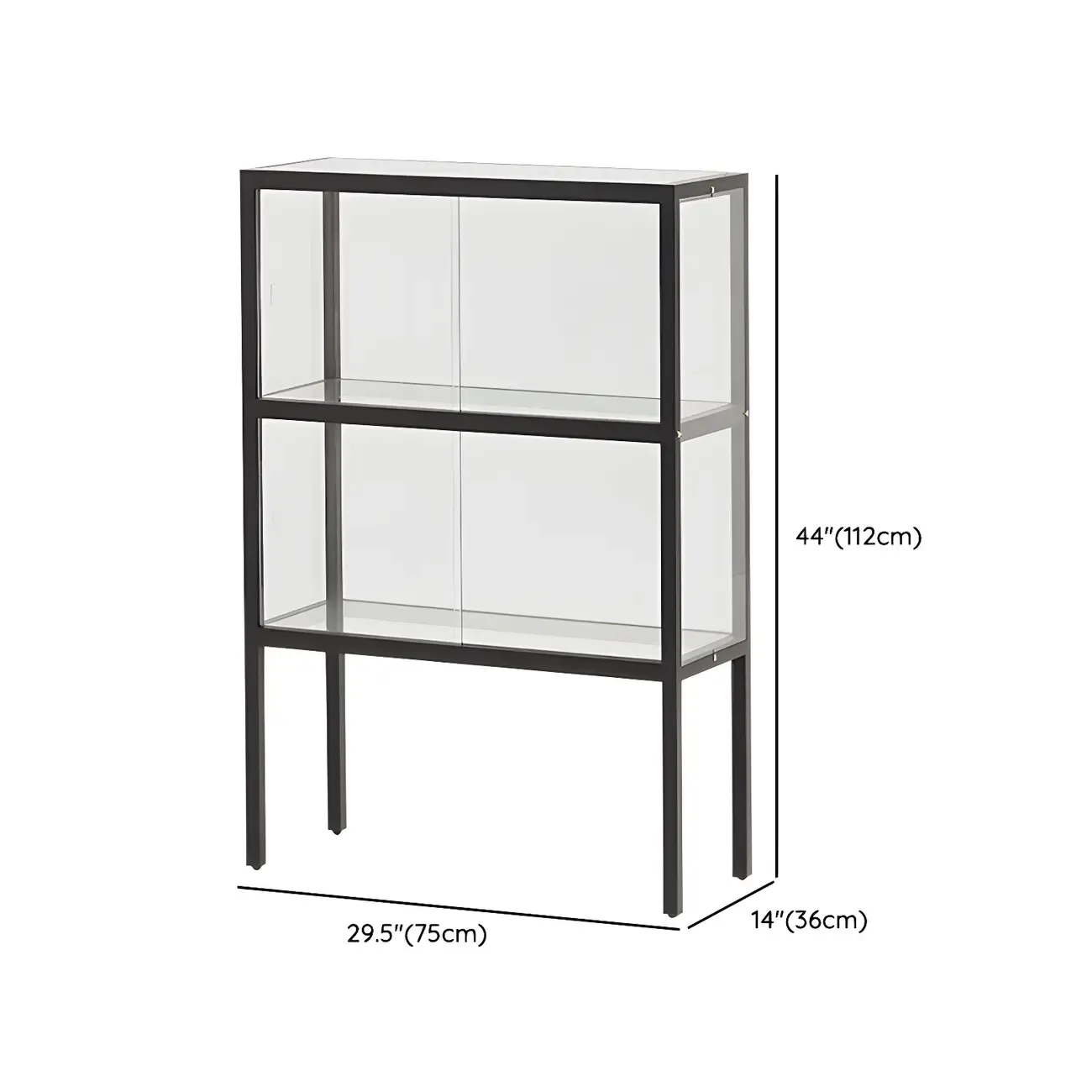 Modern Glass Display Cabinet with Metal Frame for Dining Room Image - 16