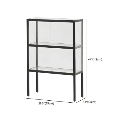 Modern Glass Display Cabinet with Metal Frame for Dining Room Image - 16