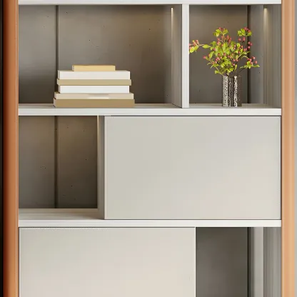 Minimalist Wooden Multi-shelf Display Cabinet for Home Image - 12