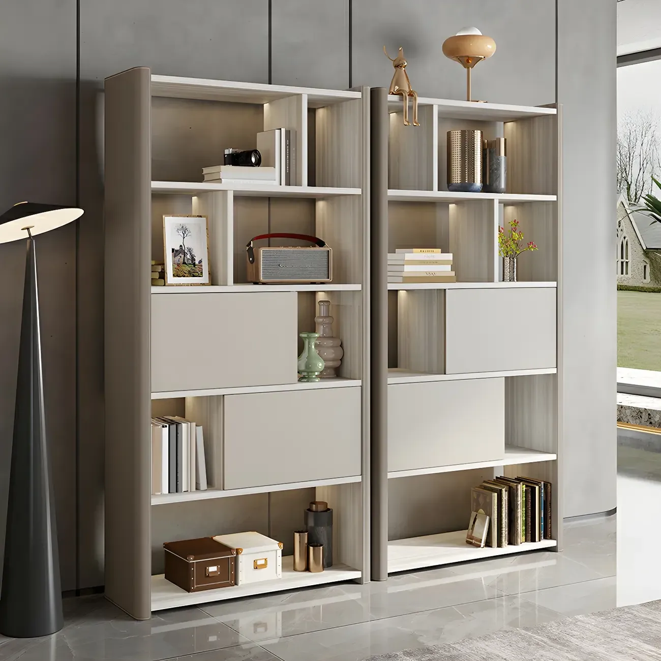 Minimalist Wooden Multi-shelf Display Cabinet for Home Image - 13