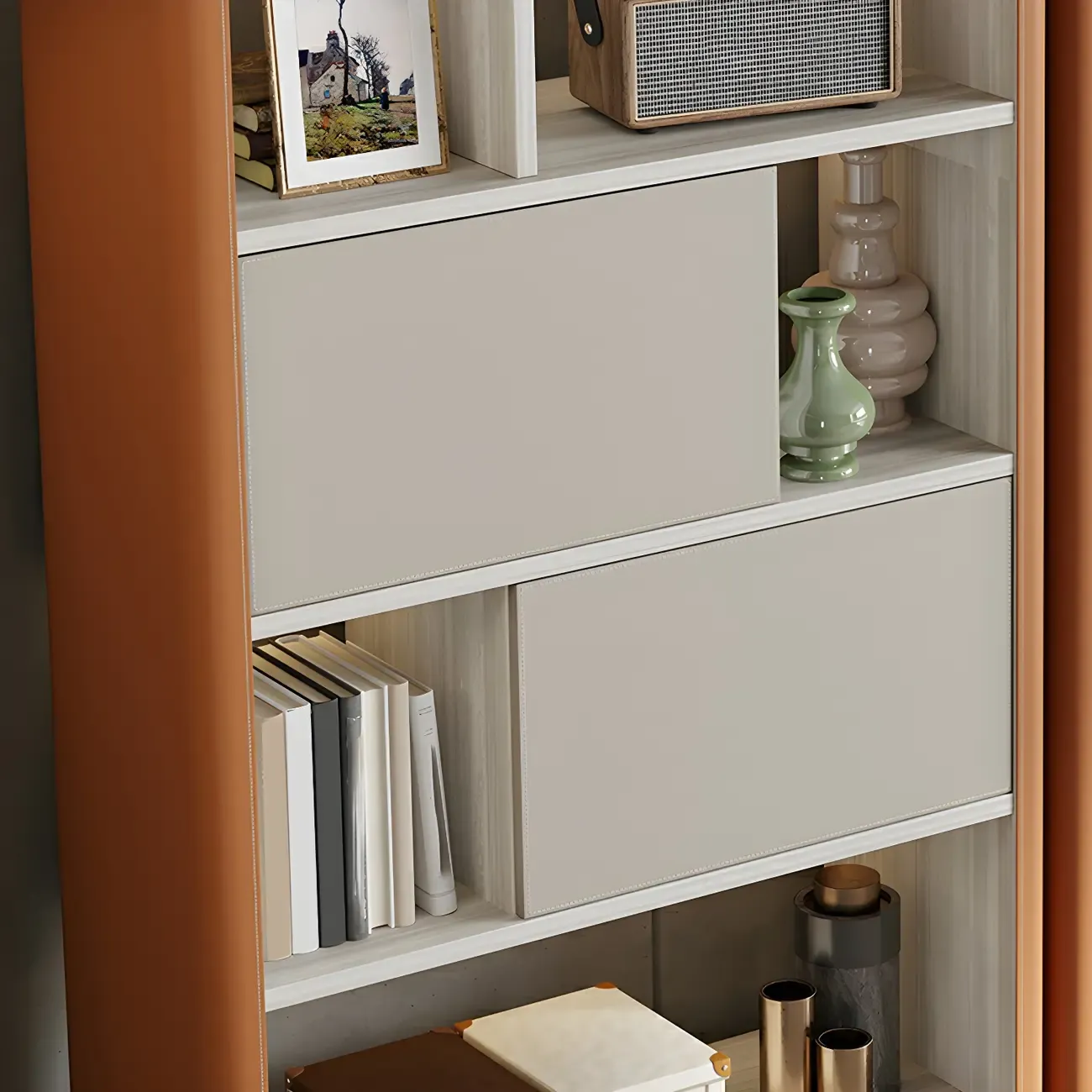 Minimalist Wooden Multi-shelf Display Cabinet for Home Image - 15