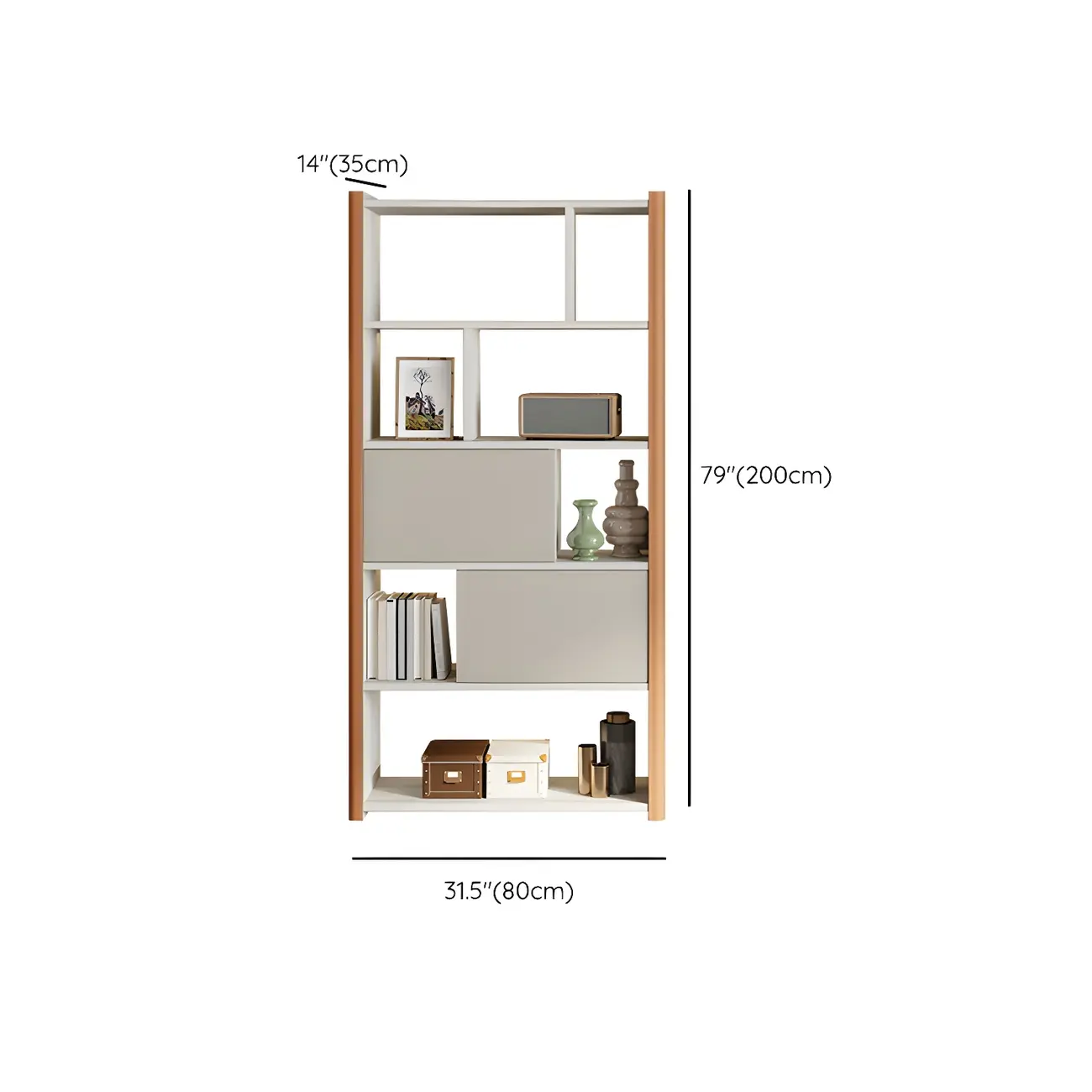 Minimalist Wooden Multi-shelf Display Cabinet for Home #size