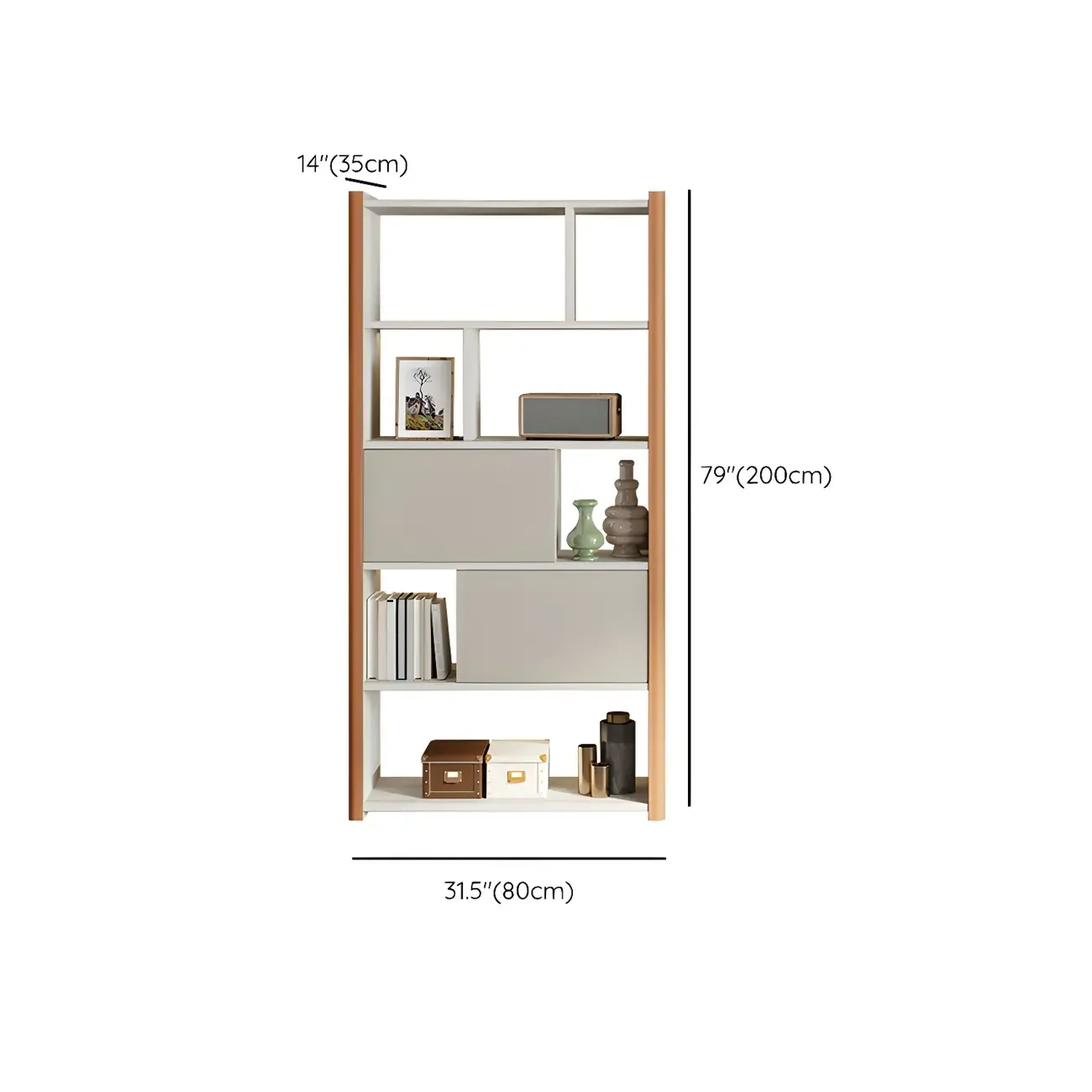 Minimalist Wooden Multi-shelf Display Cabinet for Home #size