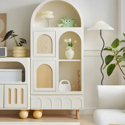 Elegant Wooden Display Cabinet with Drawers for Dining Room Image - 8