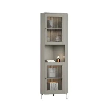 Modern Wooden Corner Display Cabinet with Glass Doors for Home Image - 6