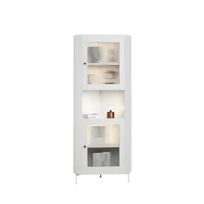 Modern Wooden Corner Display Cabinet with Glass Doors for Home Image - 7