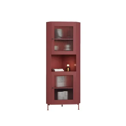 Modern Wooden Corner Display Cabinet with Glass Doors for Home Image - 10