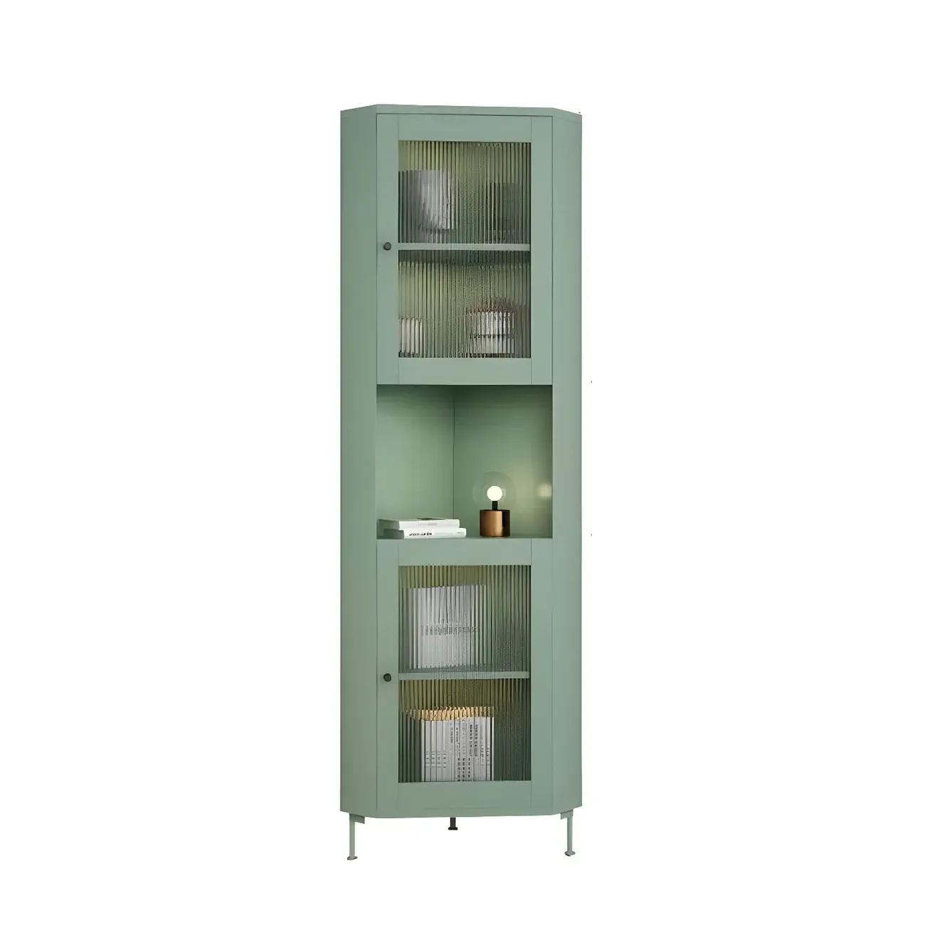 Modern Wooden Corner Display Cabinet with Glass Doors for Home Image - 13