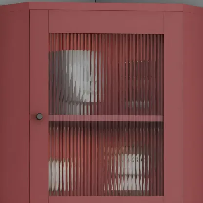 Modern Wooden Corner Display Cabinet with Glass Doors for Home Image - 14