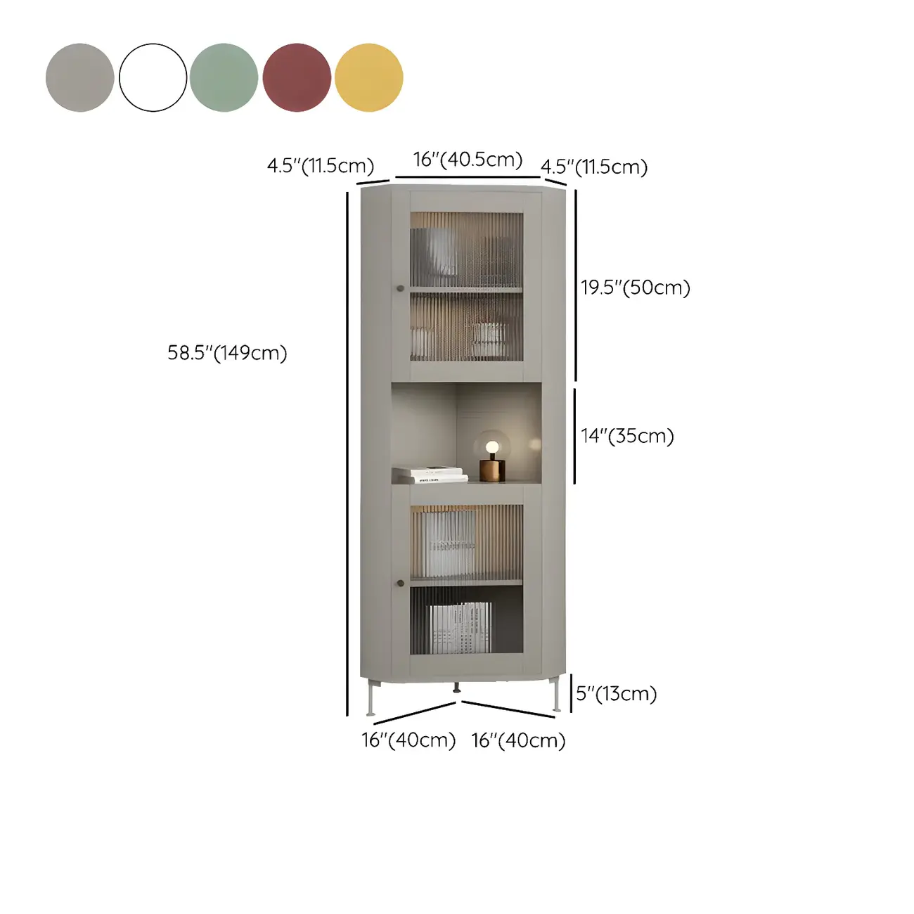 Modern Wooden Corner Display Cabinet with Glass Doors for Home #size | homeyfad