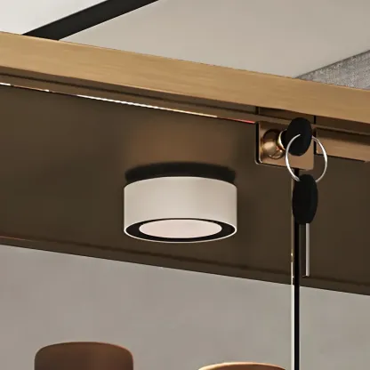 Glam Metal Framed Glass Display Cabinet with Lighting for Home Image - 12