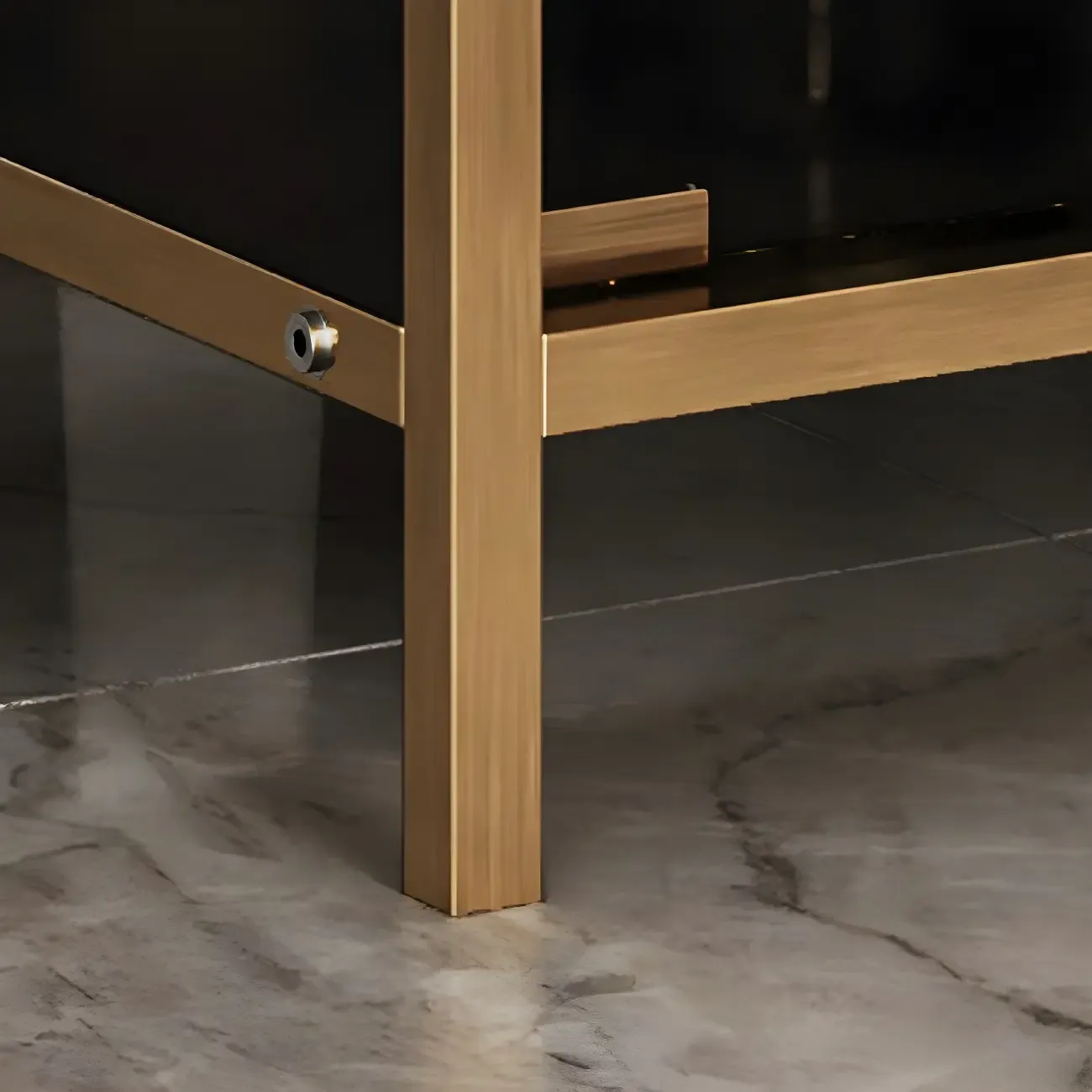 Glam Metal Framed Glass Display Cabinet with Lighting for Home Image - 13