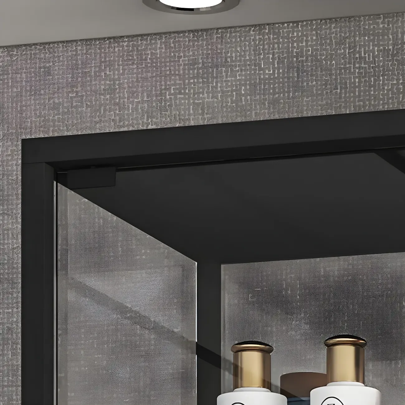 Glam Metal Framed Glass Display Cabinet with Lighting for Home Image - 14