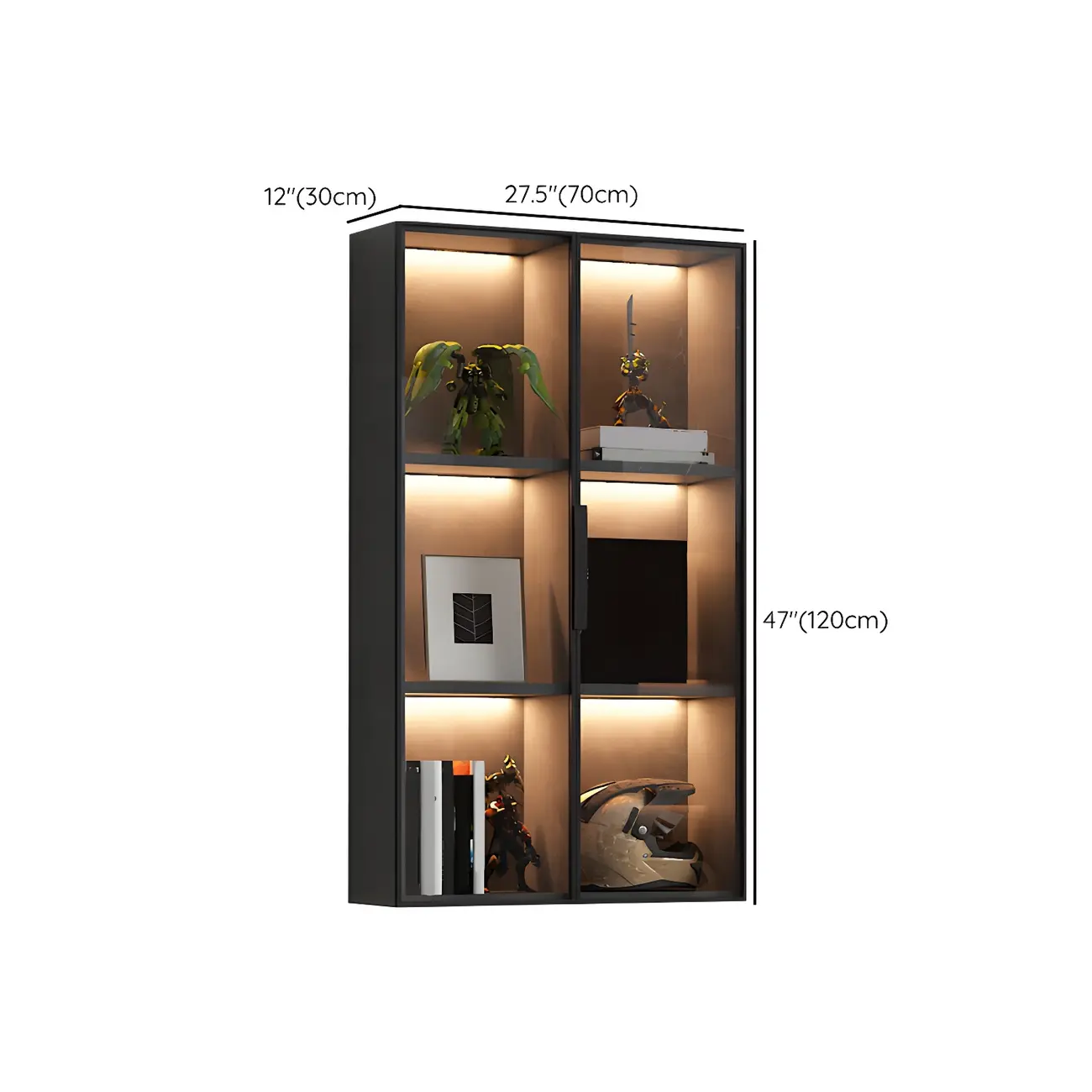 Contemporary Wall-Mounted Wooden Display Cabinet with Lights Image - 13 | homeyfad