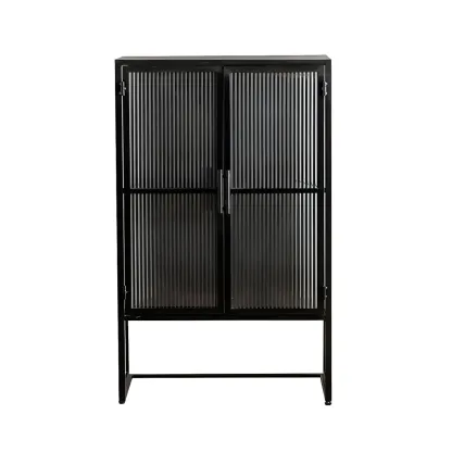 Elegant Metal Display Cabinet with Glass Doors for Dining Room Image - 6