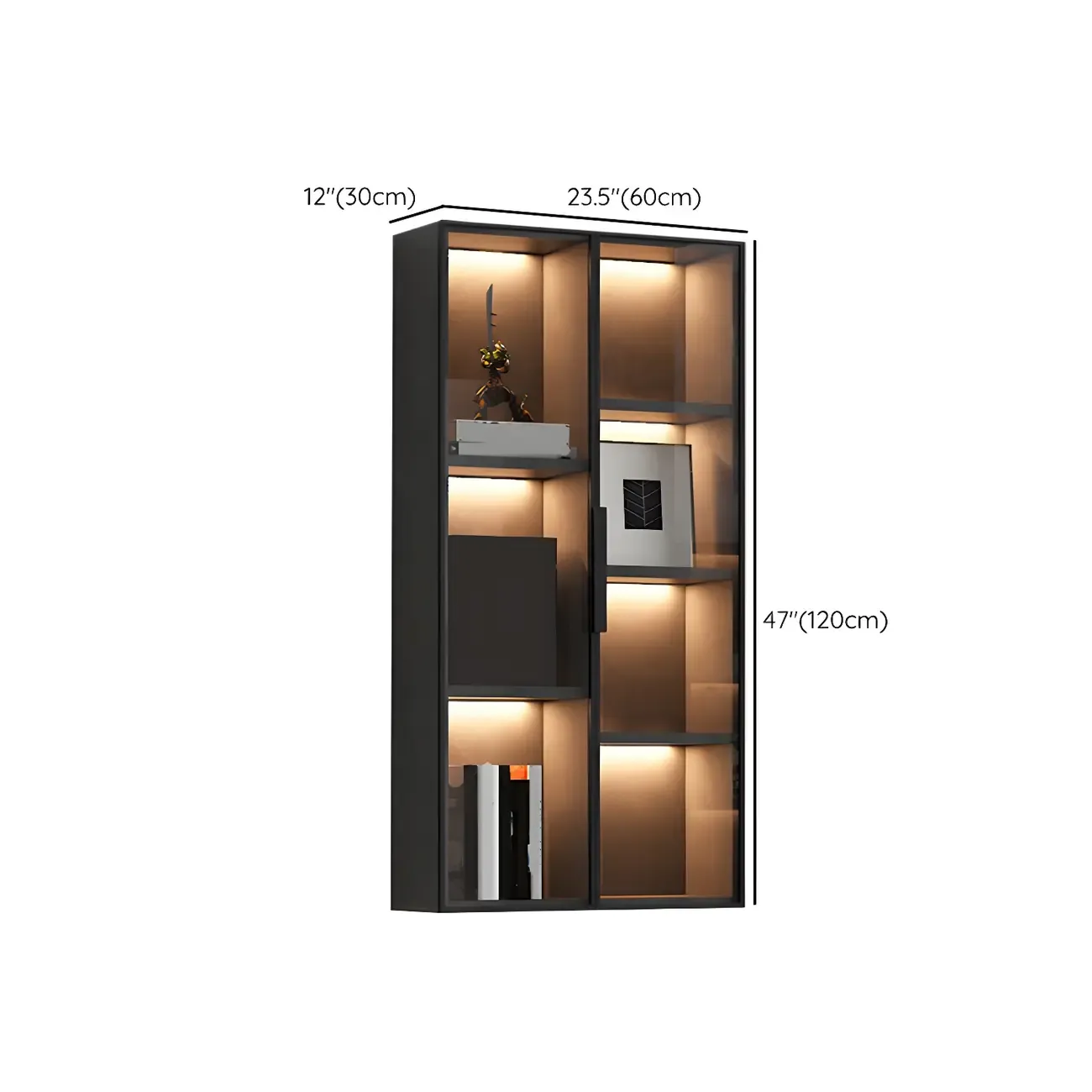 Contemporary Wall-Mounted Wooden Display Cabinet with Lights Image - 15