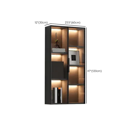Contemporary Wall-Mounted Wooden Display Cabinet with Lights Image - 15