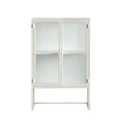 Elegant Metal Display Cabinet with Glass Doors for Dining Room Image - 8