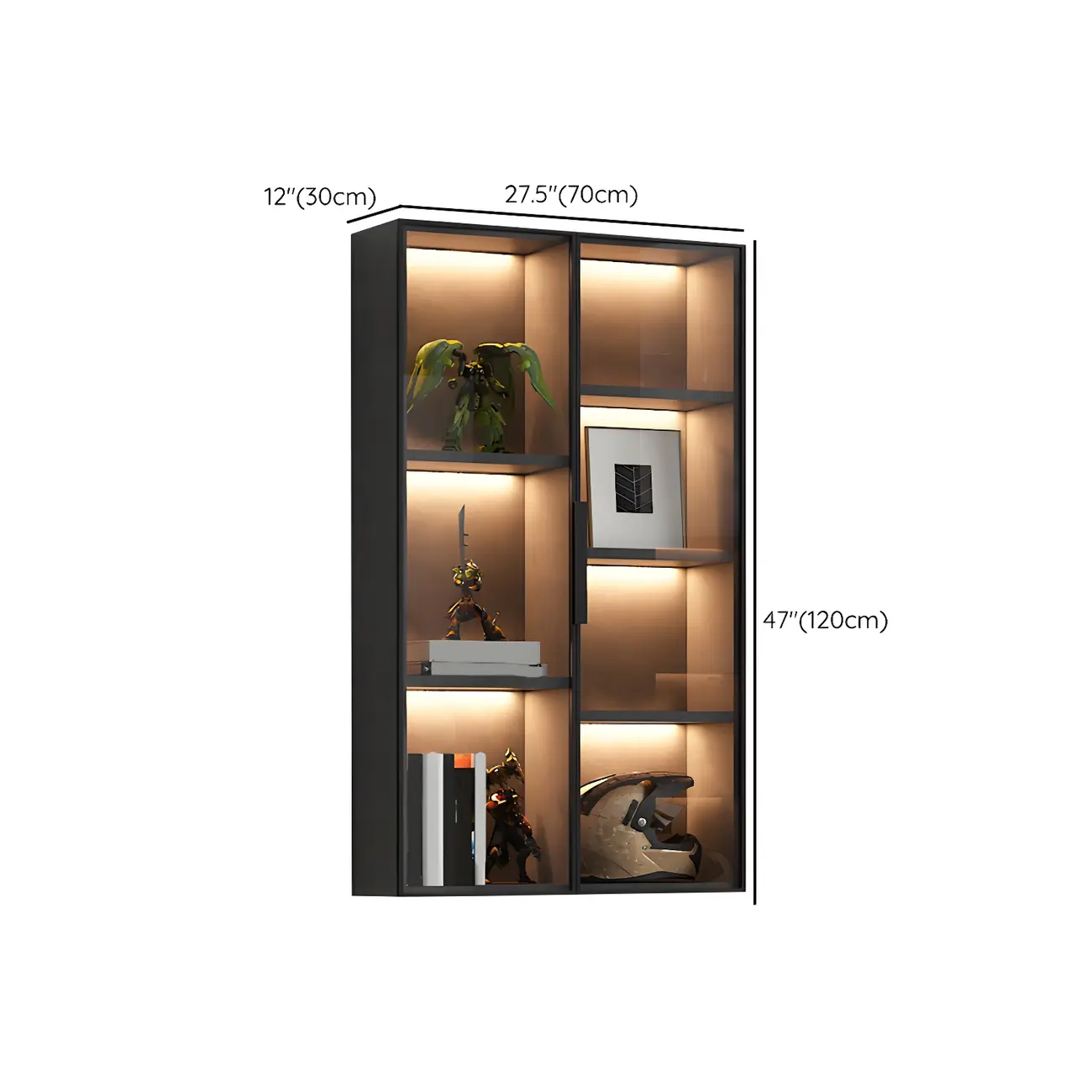 Contemporary Wall-Mounted Wooden Display Cabinet with Lights Image - 16 | homeyfad