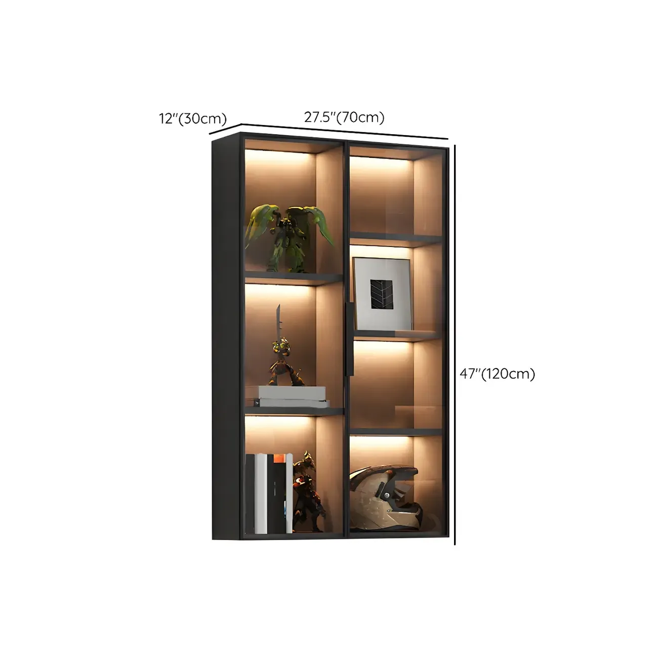 Contemporary Wall-Mounted Wooden Display Cabinet with Lights Image - 16