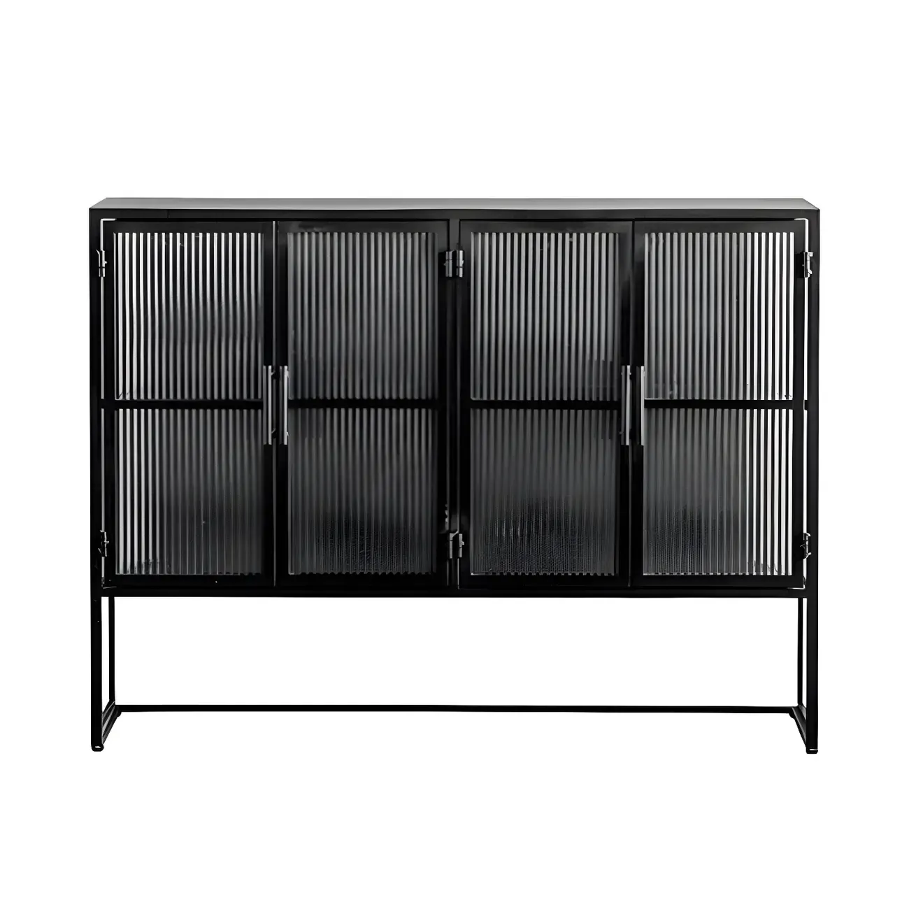 Elegant Metal Display Cabinet with Glass Doors for Dining Room Image - 9