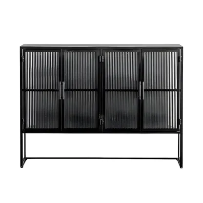 Elegant Metal Display Cabinet with Glass Doors for Dining Room Image - 9