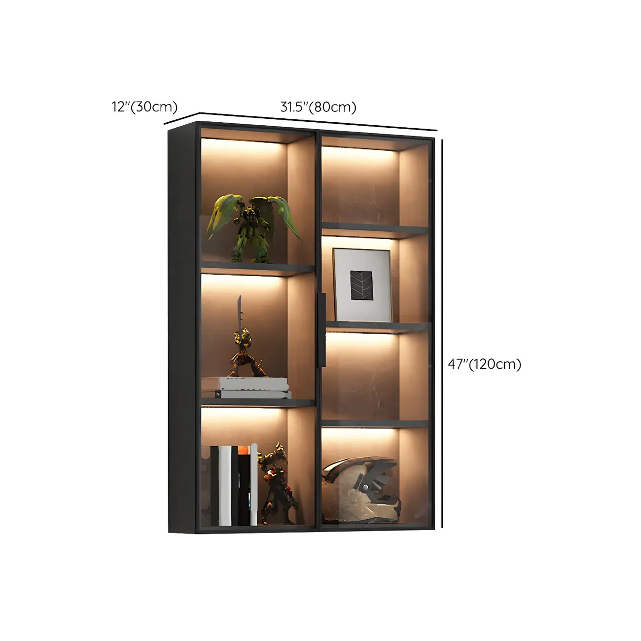 Contemporary Wall-Mounted Wooden Display Cabinet with Lights Image - 17 | homeyfad