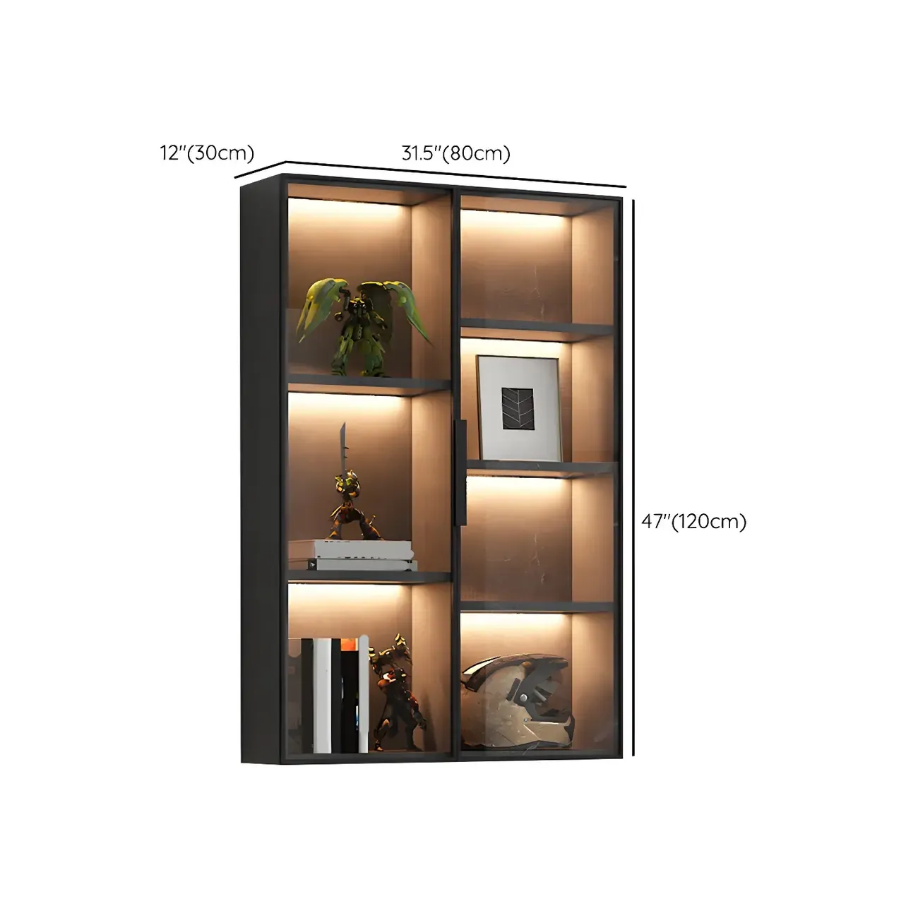 Contemporary Wall-Mounted Wooden Display Cabinet with Lights Image - 17