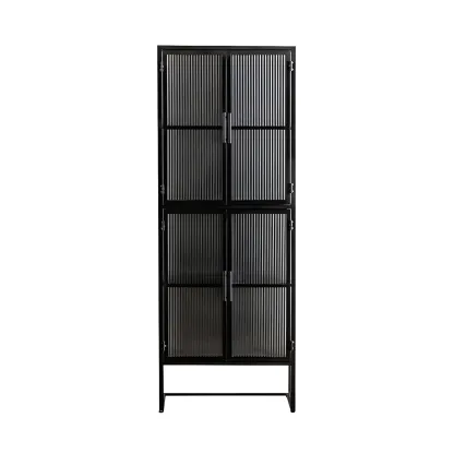 Elegant Metal Display Cabinet with Glass Doors for Dining Room Image - 10