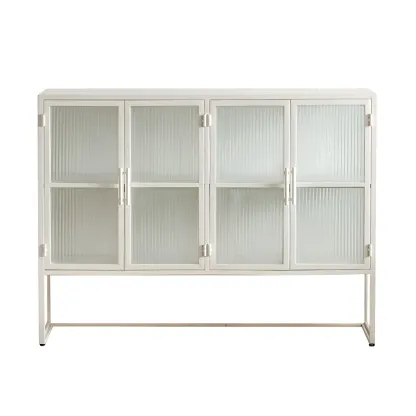 Elegant Metal Display Cabinet with Glass Doors for Dining Room Image - 11