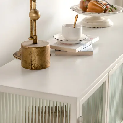 Elegant Metal Display Cabinet with Glass Doors for Dining Room Image - 12