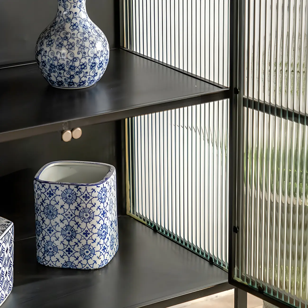 Elegant Metal Display Cabinet with Glass Doors for Dining Room Image - 13 | homeyfad