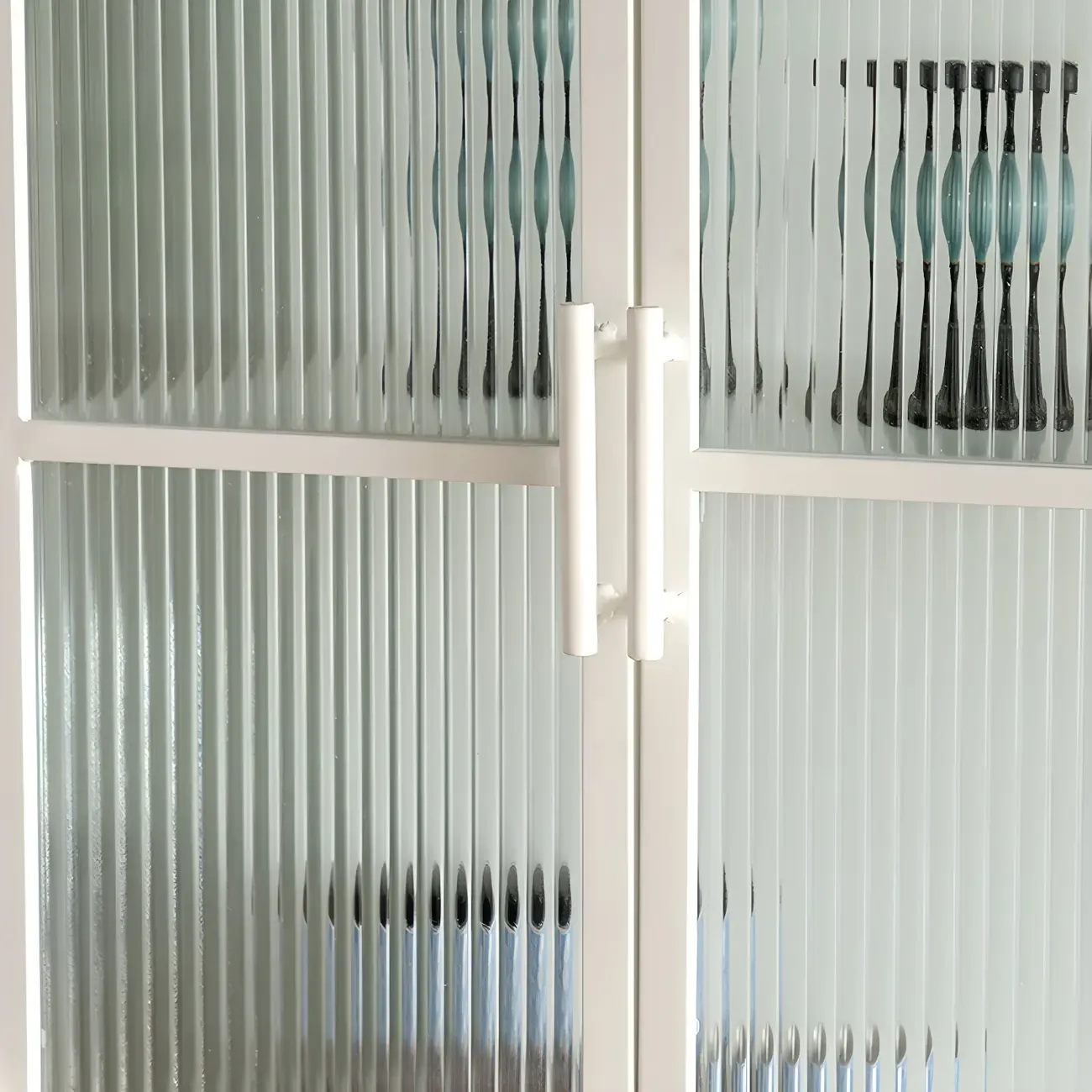 Elegant Metal Display Cabinet with Glass Doors for Dining Room Image - 14