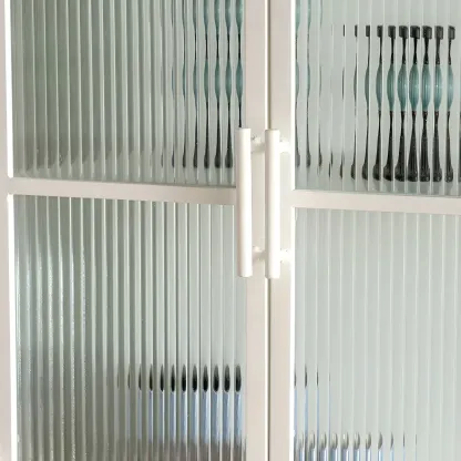 Elegant Metal Display Cabinet with Glass Doors for Dining Room Image - 14