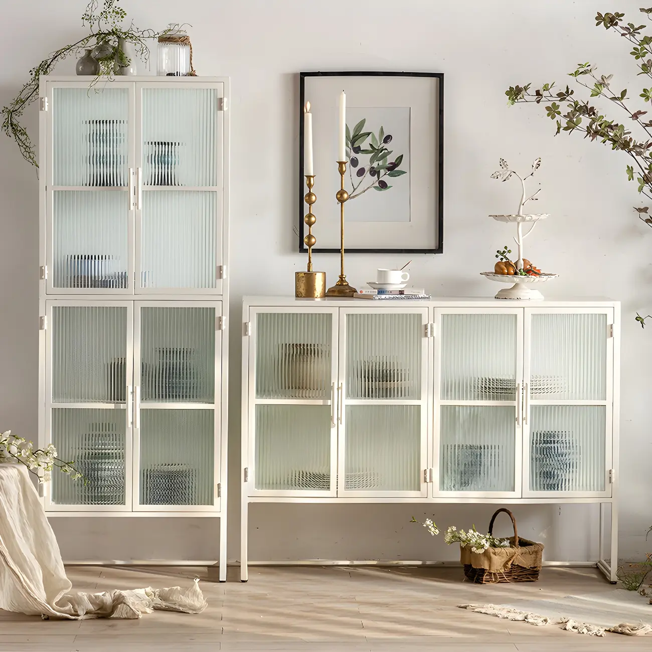 Elegant Metal Display Cabinet with Glass Doors for Dining Room Image - 16 | homeyfad