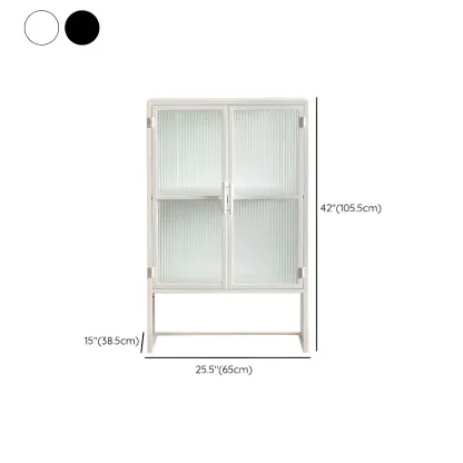 Elegant Metal Display Cabinet with Glass Doors for Dining Room Image - 18