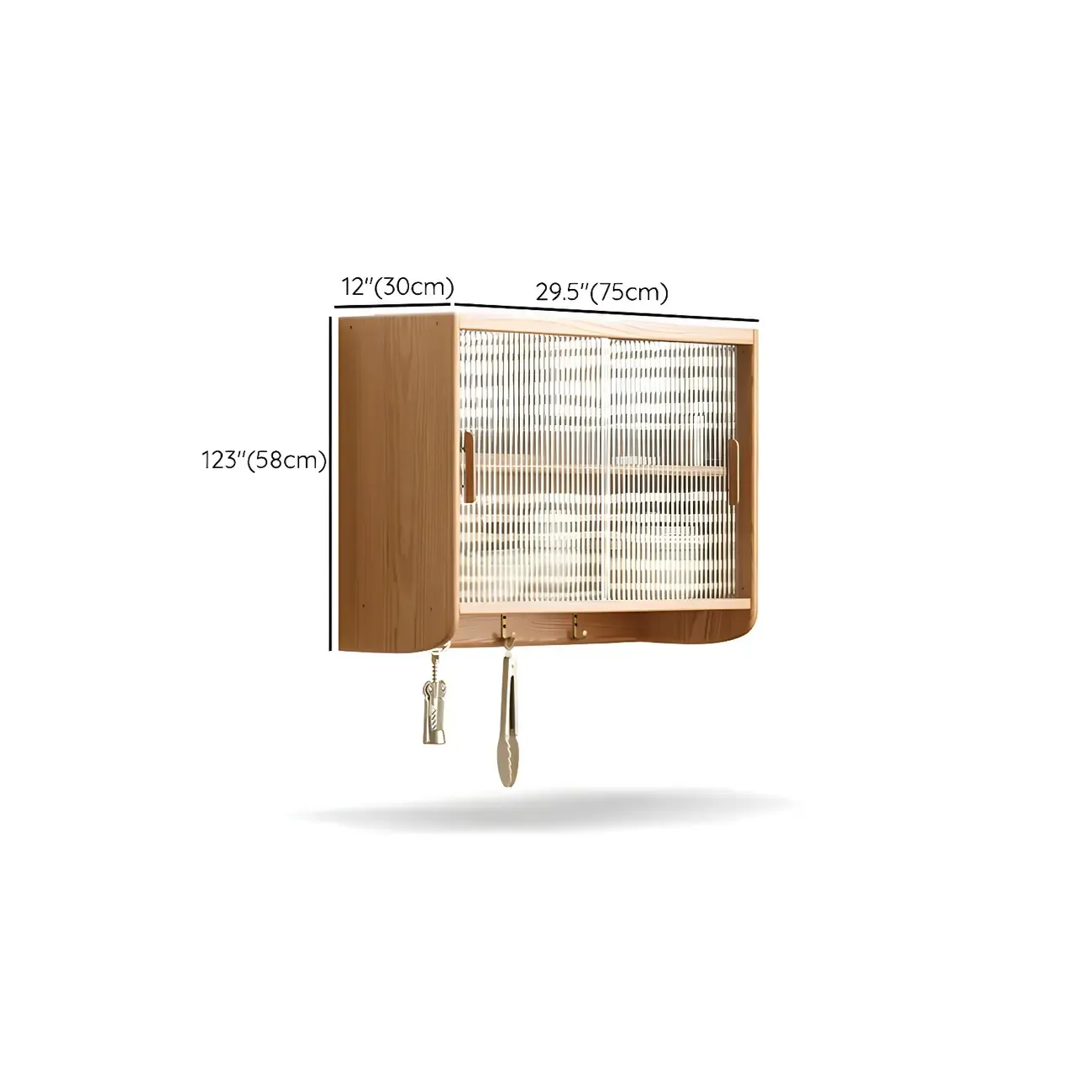 Nordic Wooden Wall-Mounted Display Cabinet with Glass Doors Image - 10