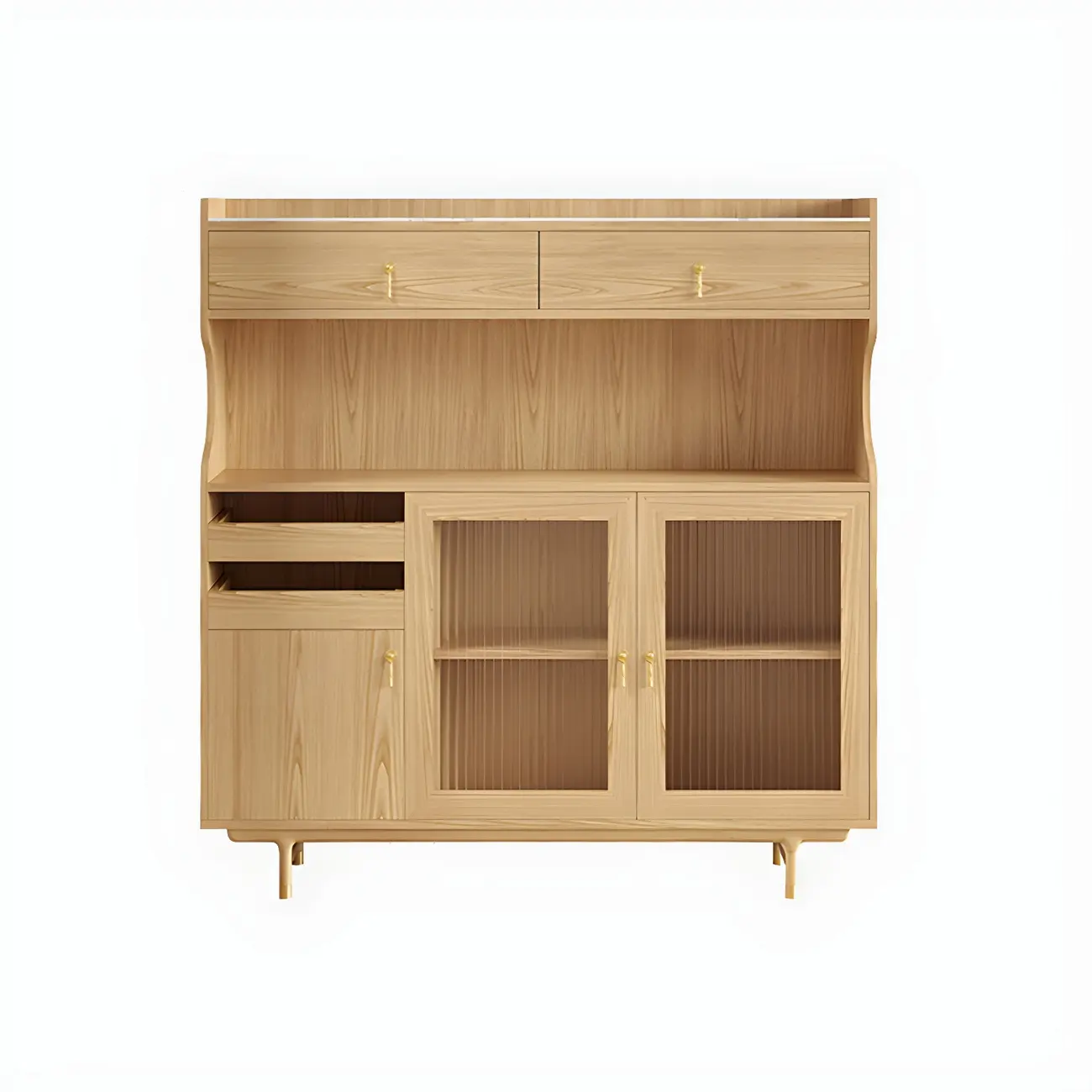 Nordic Wooden Glass Display Cabinet with Storage Drawers Image - 7 | homeyfad