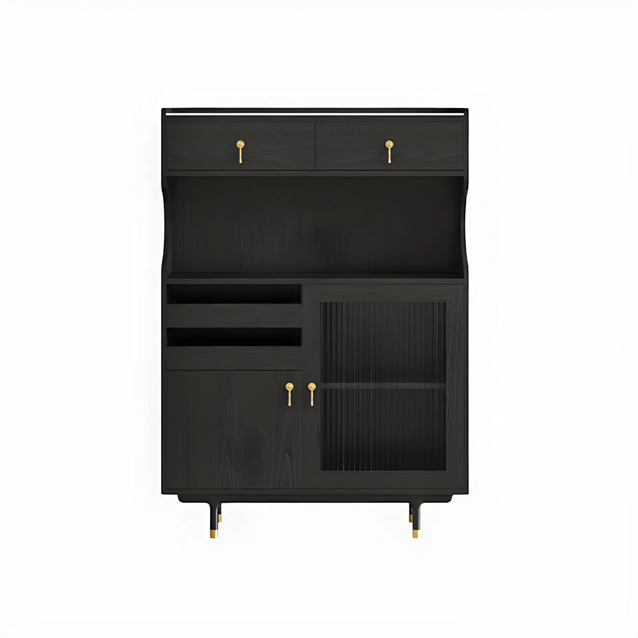 Nordic Wooden Glass Display Cabinet with Storage Drawers Image - 10 | homeyfad