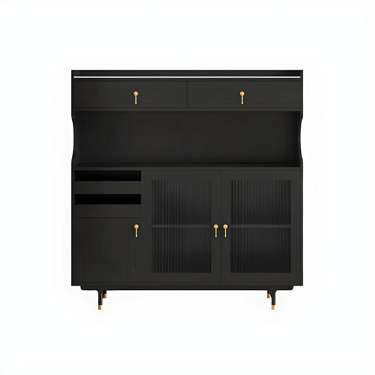 Nordic Wooden Glass Display Cabinet with Storage Drawers Image - 11 | homeyfad